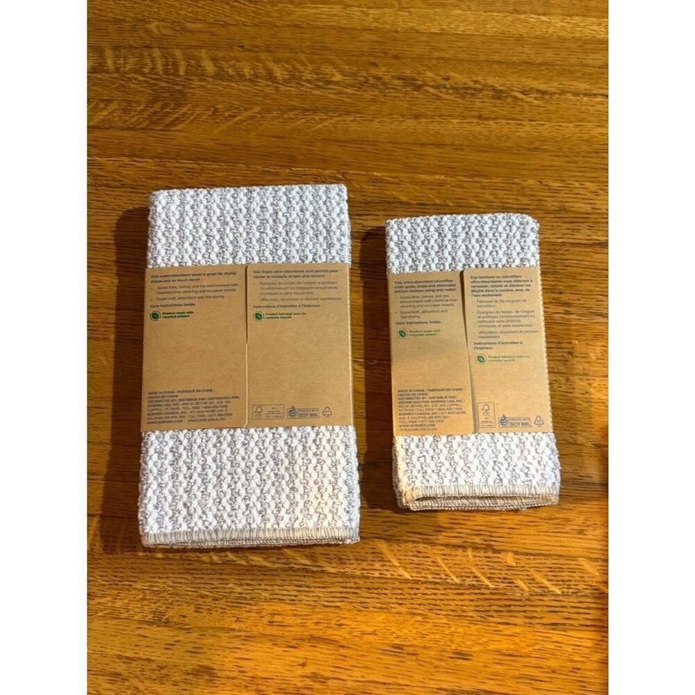 Norwex Kitchen Towel and Kitchen Cloth Set of 2 Heathered Oatmeal NWT - Picture 11 of 11
